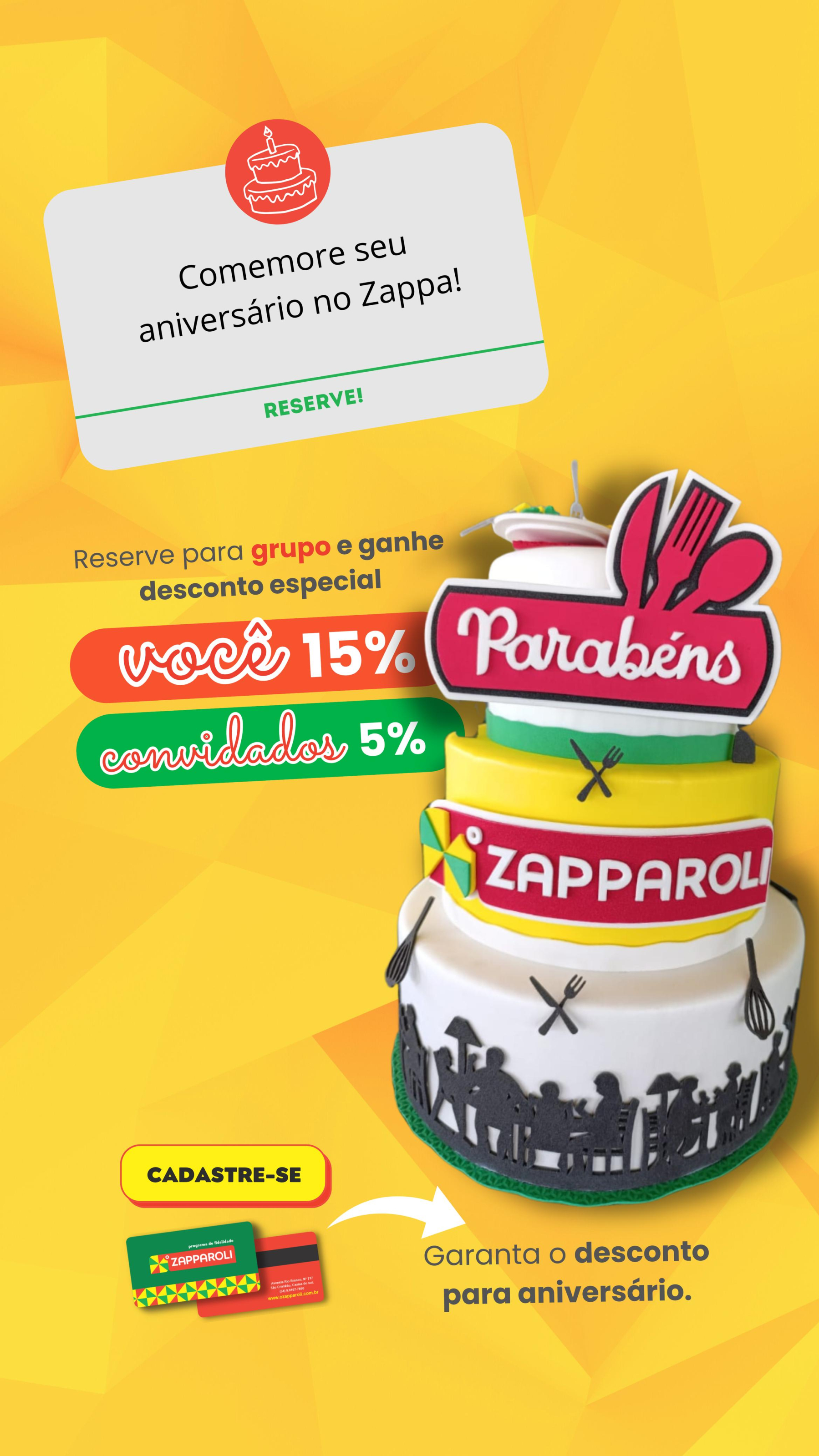 Comemore seu aniversário no Zapparoli Buffet e ganhe 15%de desconto